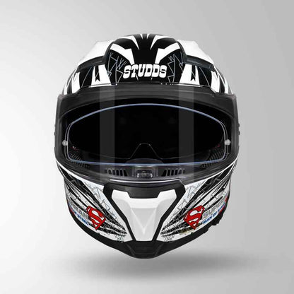 Studds-Helios Superman Edition Full Face Helmet (White N1)