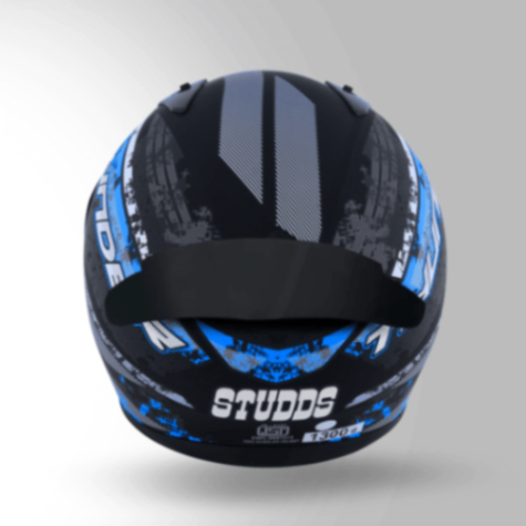 Studds Thunder D1 Decor Matt Black & Blue With Spoiler - Full Face Helmets