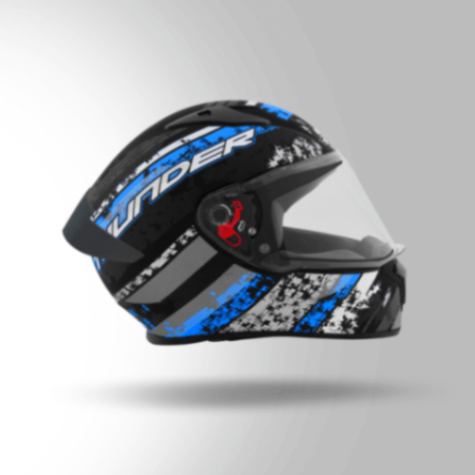 Studds Thunder D1 Decor Matt Black & Blue With Spoiler - Full Face Helmets