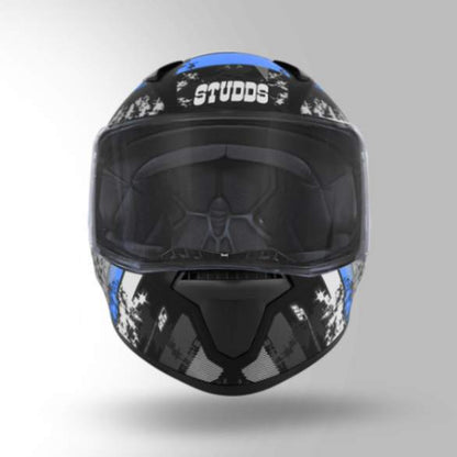 Studds Thunder D1 Decor Matt Black & Blue With Spoiler - Full Face Helmets