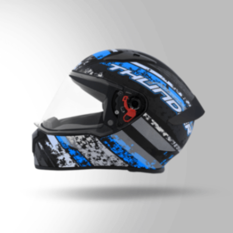 Studds Thunder D1 Decor Matt Black & Blue With Spoiler - Full Face Helmets
