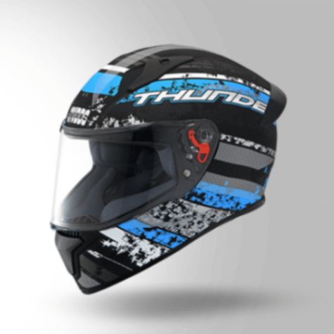 Studds Thunder D1 Decor Matt Black & Blue With Spoiler - Full Face Helmets