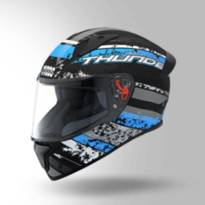 Studds Thunder D1 Decor Matt Black & Blue With Spoiler - Full Face Helmets