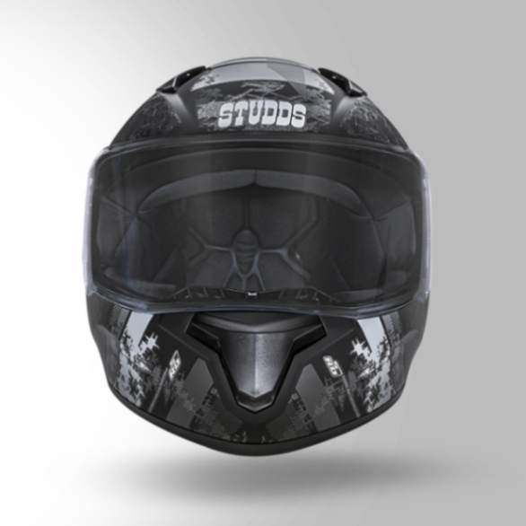 Studds Thunder D1 Decor Matt Black & Grey With Spoiler - Full Face Helmets