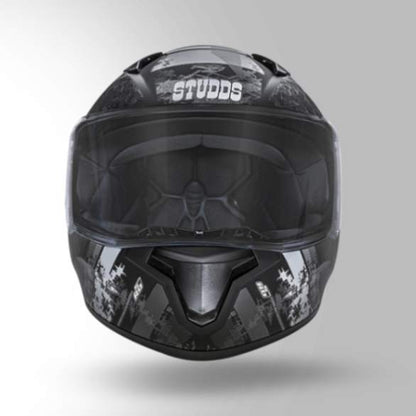 Studds Thunder D1 Decor Matt Black & Grey With Spoiler - Full Face Helmets