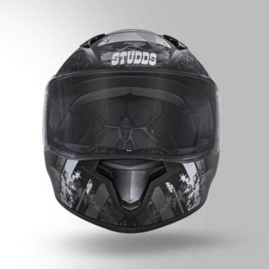 Studds Thunder D1 Decor Matt Black & Grey With Spoiler - Full Face Helmets