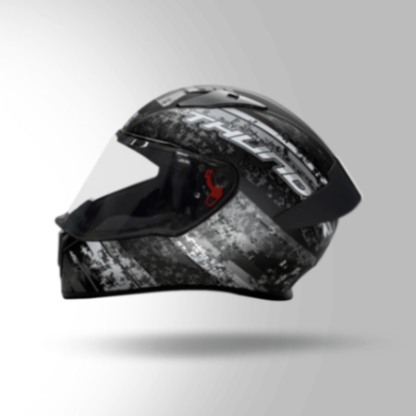 Studds Thunder D1 Decor Matt Black & Grey With Spoiler - Full Face Helmets