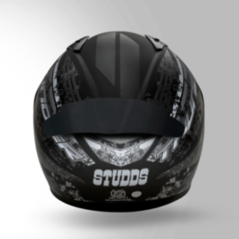 Studds Thunder D1 Decor Matt Black & Grey With Spoiler - Full Face Helmets
