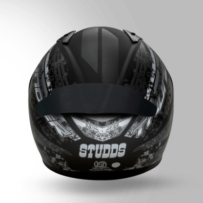 Studds Thunder D1 Decor Matt Black & Grey With Spoiler - Full Face Helmets