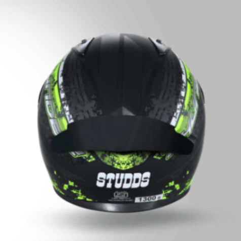Studds Thunder D1 Decor Matt Black & Yellow With Spoiler - Full Face Helmets