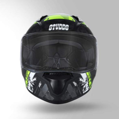Studds Thunder D1 Decor Matt Black & Yellow With Spoiler - Full Face Helmets