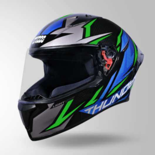 Studds Thunder D1 Lightvolt Decor Full Face Helmets - Black / Green & Blue