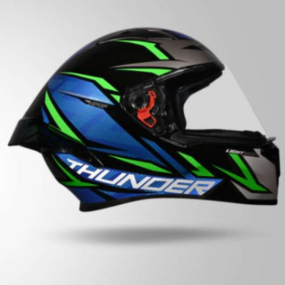Studds Thunder D1 Lightvolt Decor Full Face Helmets - Black / Green & Blue