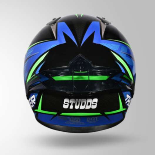 Studds Thunder D1 Lightvolt Decor Full Face Helmets - Black / Green & Blue