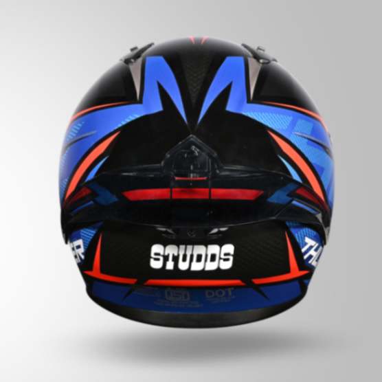 Studds Thunder D1 Lightvolt Decor Full Face Helmets - Black / Red & Blue