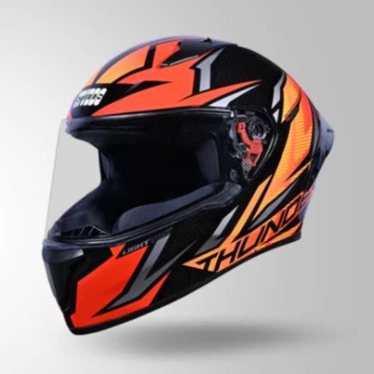 Studds Thunder D1 Lightvolt Decor Full Face Helmets – Black / Red & Orange