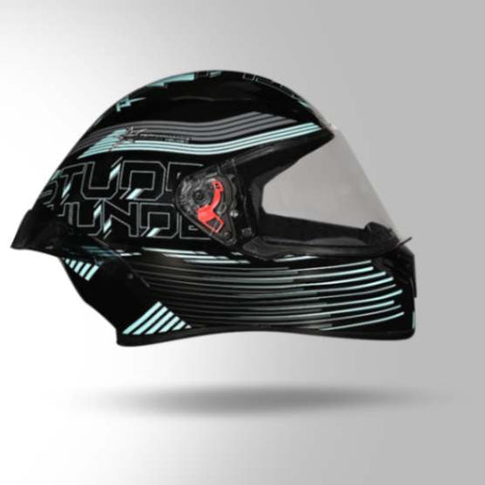 Studds Thunder D11 Decor Black & Blue With Spoiler - Full Face Helmets