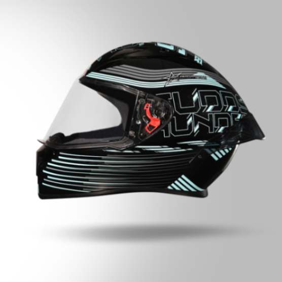 Studds Thunder D11 Decor Black & Blue With Spoiler - Full Face Helmets