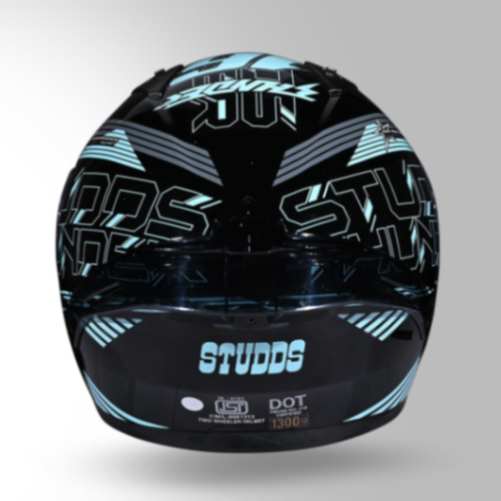 Studds Thunder D11 Decor Black & Blue With Spoiler - Full Face Helmets