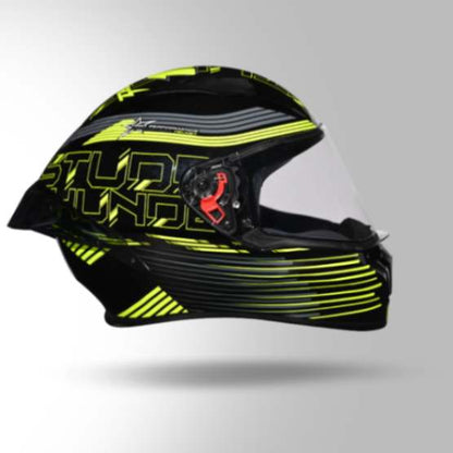Studds Thunder D11 Decor Black & Fluorescent Yellow With Spoiler - Full Face Helmets