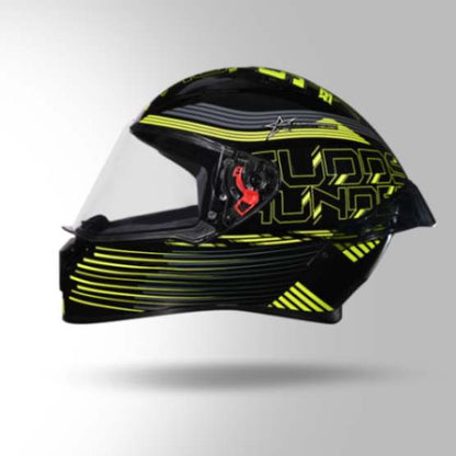 Studds Thunder D11 Decor Black & Fluorescent Yellow With Spoiler - Full Face Helmets