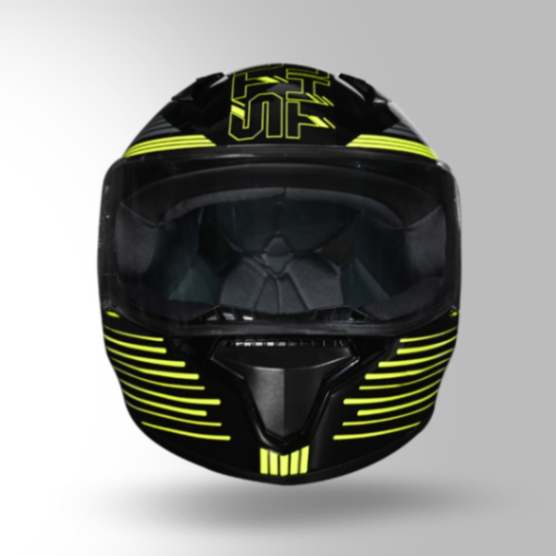 Studds Thunder D11 Decor Black & Fluorescent Yellow With Spoiler - Full Face Helmets