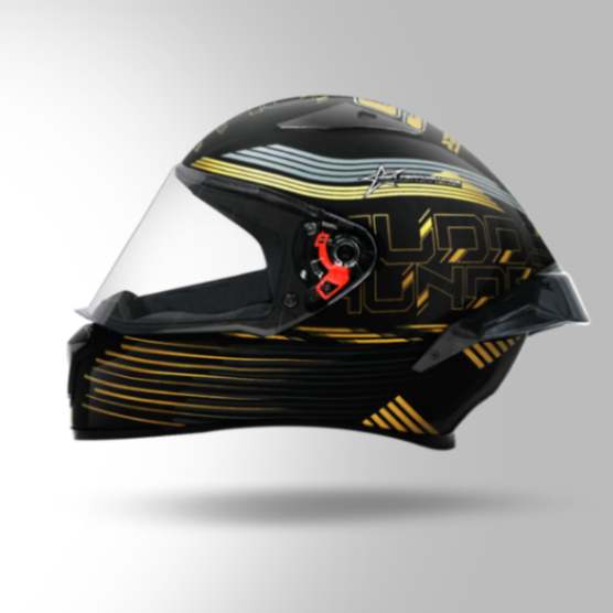 Studds Thunder D11 Decor Black & Golden With Spoiler - Full Face Helmets
