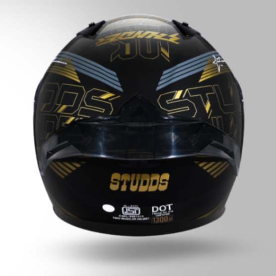 Studds Thunder D11 Decor Black & Golden With Spoiler - Full Face Helmets