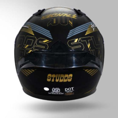 Studds Thunder D11 Decor Black & Golden With Spoiler - Full Face Helmets