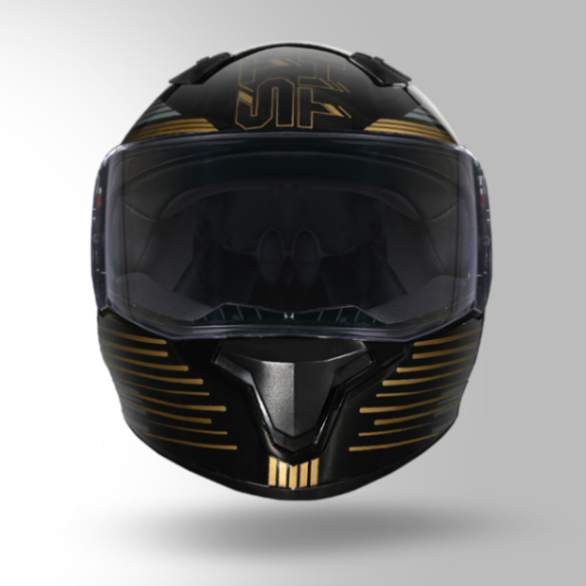Studds Thunder D11 Decor Black & Golden With Spoiler - Full Face Helmets