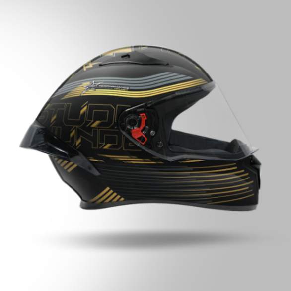 Studds Thunder D11 Decor Black & Golden Yellow With Spoiler - Full Face Helmets