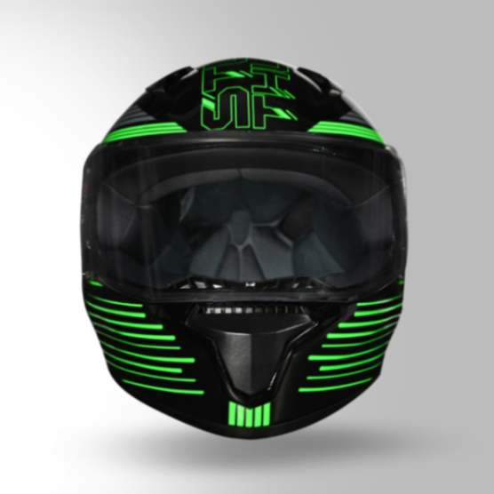 Studds Thunder D11 Decor Black & Green With Spoiler - Full Face Helmets