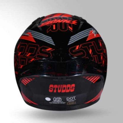 Studds Thunder D11 Decor Black & Red With Spoiler - Full Face Helmets