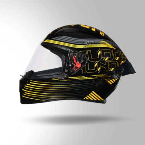 Studds Thunder D11 Decor Black & Yellow With Spoiler - Full Face Helmets