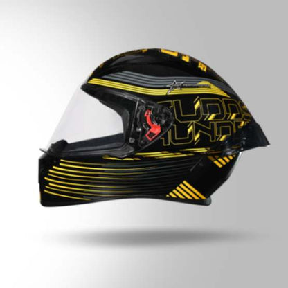 Studds Thunder D11 Decor Black & Yellow With Spoiler - Full Face Helmets