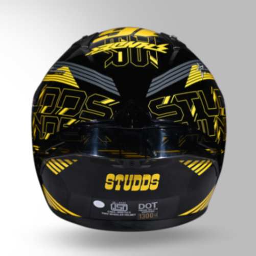 Studds Thunder D11 Decor Black & Yellow With Spoiler - Full Face Helmets