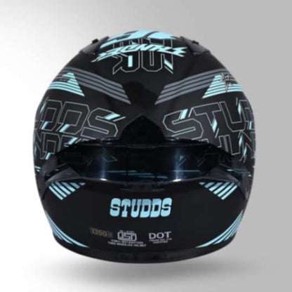 Studds Thunder D11 Decor Matt Black & Blue With Spoiler - Full Face Helmets