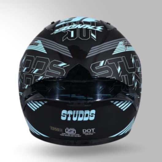 Studds Thunder D11 Decor Matt Black & Blue With Spoiler - Full Face Helmets