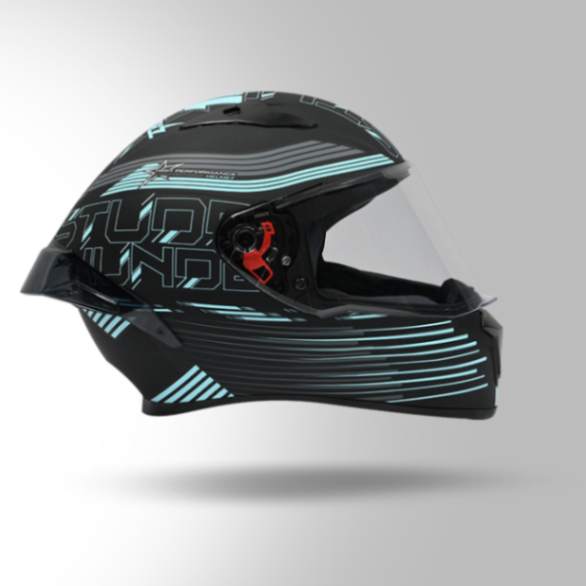 Studds Thunder D11 Decor Matt Black & Blue With Spoiler - Full Face Helmets