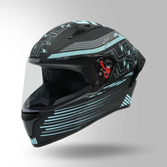 Studds Thunder D11 Decor Matt Black & Blue With Spoiler - Full Face Helmets