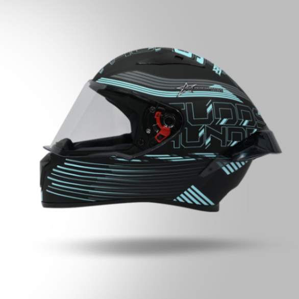 Studds Thunder D11 Decor Matt Black & Blue With Spoiler - Full Face Helmets