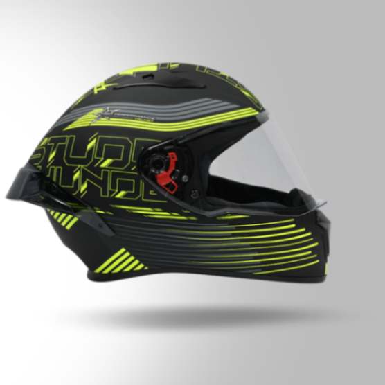 Studds Thunder D11 Decor Matt Black & Fluorescent Yellow With Spoiler - Full Face Helmets