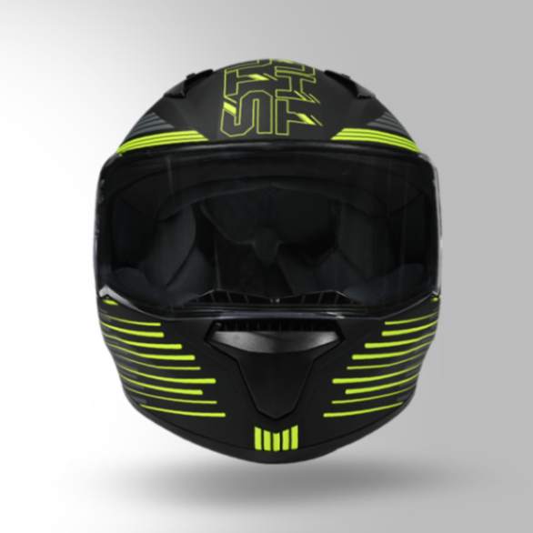 Studds Thunder D11 Decor Matt Black & Fluorescent Yellow With Spoiler - Full Face Helmets