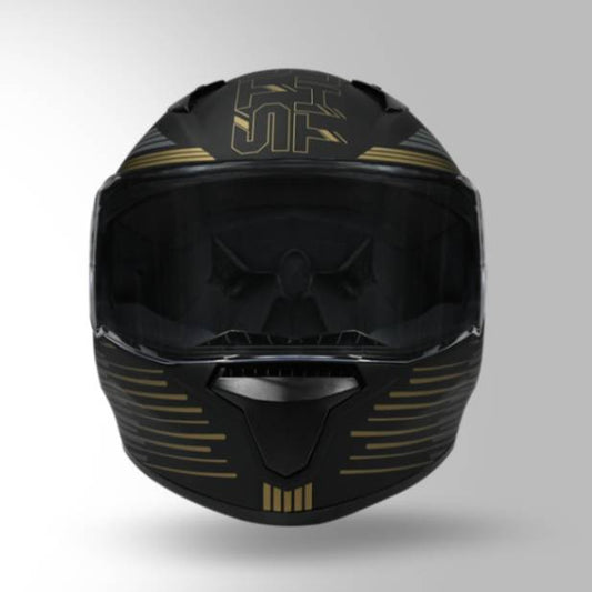 Studds Thunder D11 Decor Matt Black & Golden With Spoiler - Full Face Helmets