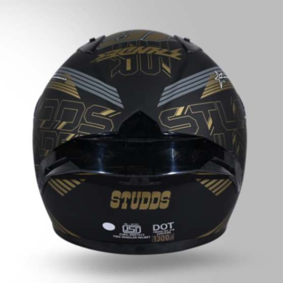 Studds Thunder D11 Decor Matt Black & Golden With Spoiler - Full Face Helmets