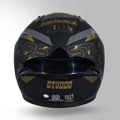 Studds Thunder D11 Decor Matt Black & Golden With Spoiler - Full Face Helmets