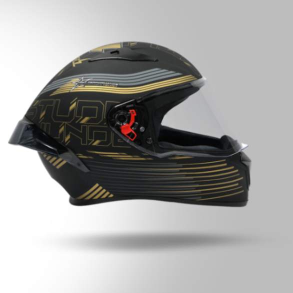 Studds Thunder D11 Decor Matt Black & Golden With Spoiler - Full Face Helmets