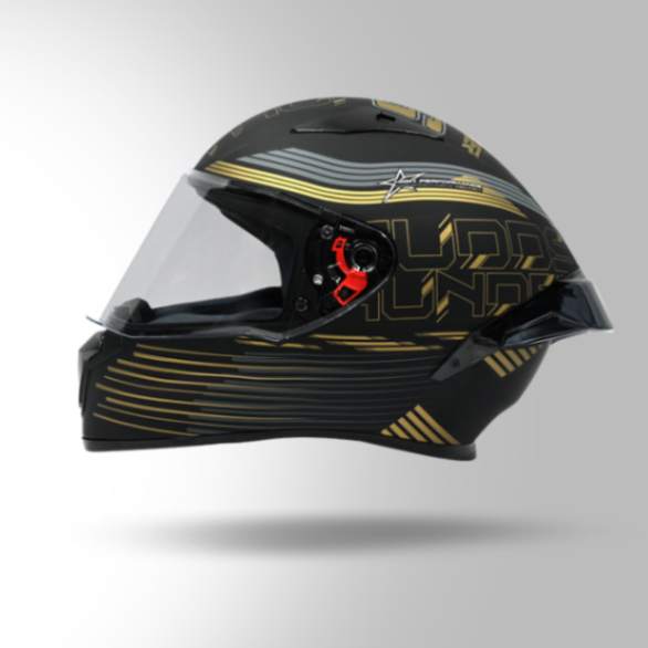 Studds Thunder D11 Decor Matt Black & Golden With Spoiler - Full Face Helmets