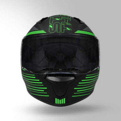 Studds Thunder D11 Decor Matt Black & Green With Spoiler - Full Face Helmets