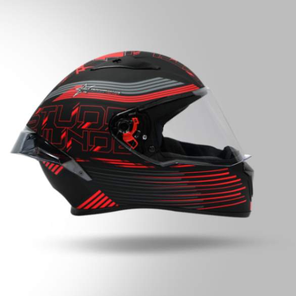 Studds Thunder D11 Decor Matt Black & Red With Spoiler - Full Face Helmets